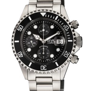 Gevril Mens Wall Boulevard Chrono 4157A Swiss Automated Sellita SW500 Watch – Silver Stainless Metal – One Dimension