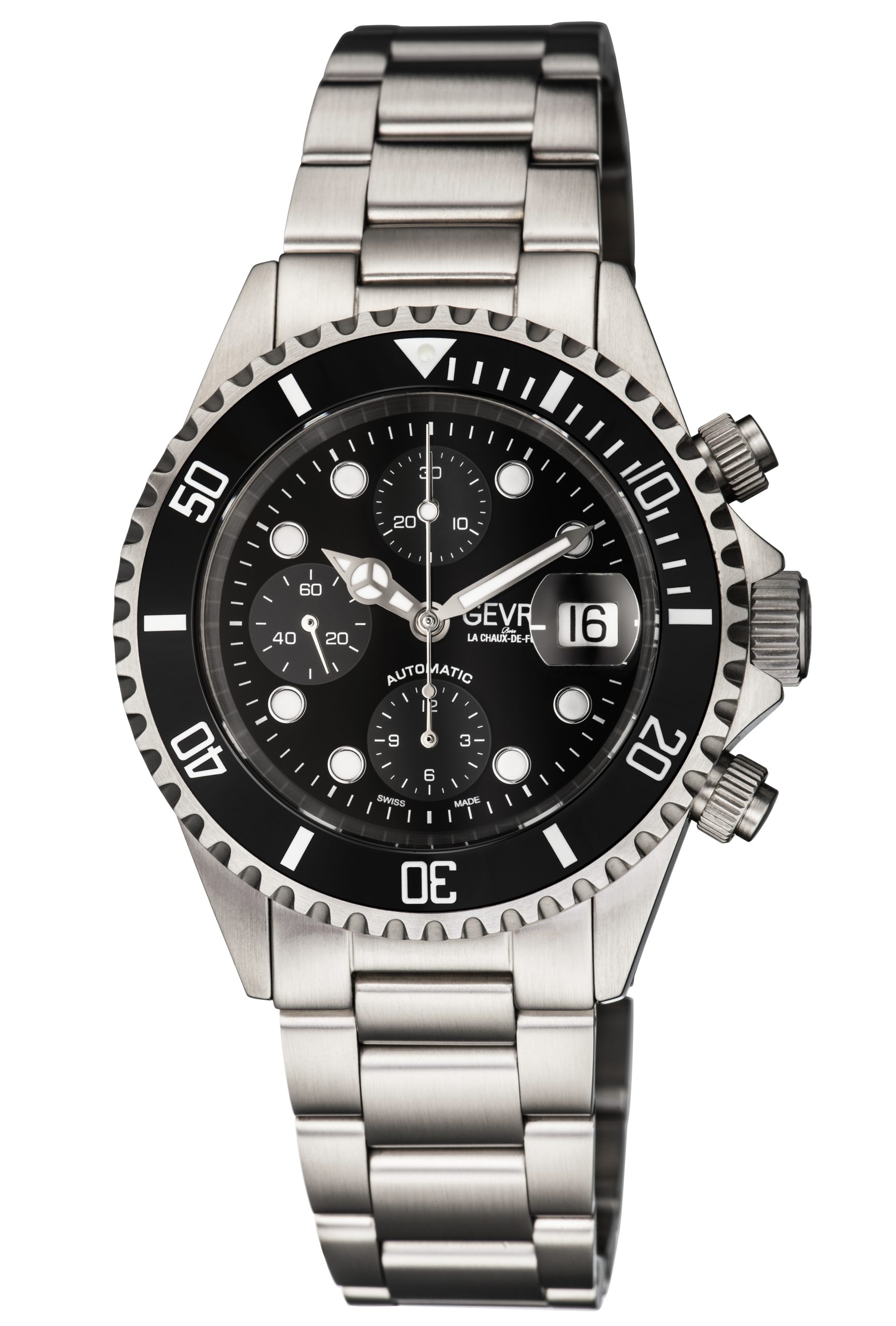 Gevril Mens Wall Boulevard Chrono 4157A Swiss Automated Sellita SW500 Watch - Silver Stainless Metal - One Dimension
