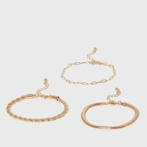3 Pack Gold Chain Bracelets New Glance