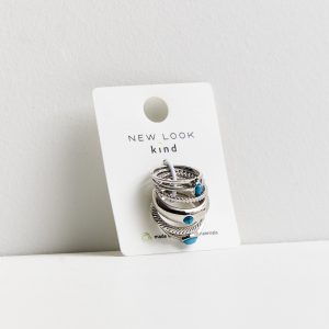 6 Pack Silver Stone Blended Stacking Rings New Glance