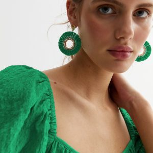 Inexperienced Fan Doorknocker Earrings New Glance