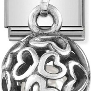 Nomination Silver Hearts + White Pearl Striking Cage Allure