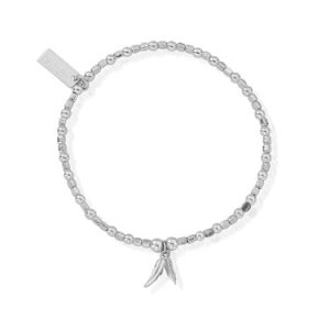 ChloBo Silver Mini Dice Double Feather Bracelet – Silver