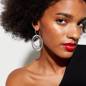 Silver Diamanté Double Circle Wrap Earrings New Glance