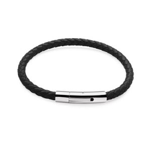 Over & Over Silver + Black Leather-based Bracelet – Silver
