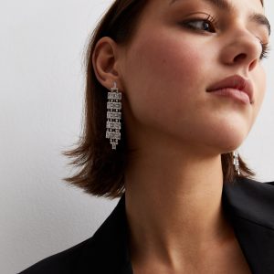 Diamanté Baguette Tassel Earrings New Glance