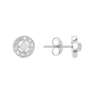 Argento Silver October Birthstone Halo Earrings – Silver