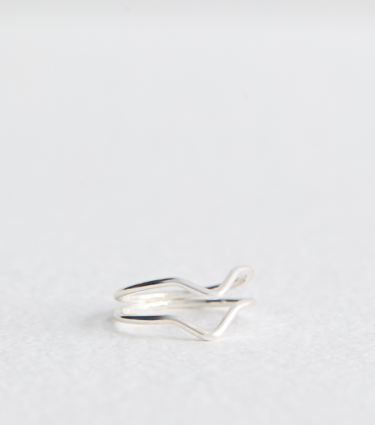 Silver Tone Double V Formed Ring New Glance