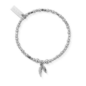 ChloBo Childrens Silver Dice Double Feather Bracelet – Silver