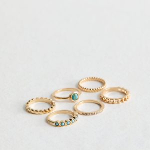 Gold Tone 6 Pack of Multi Stacking Rings New Glance