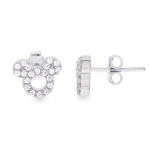 Disney Silver Crystal Open Mickey Mouse Earrings – Silver