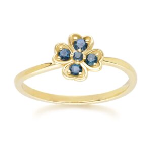 Gardenia Spherical Sapphire Clover Ring in 9ct Yellow Gold