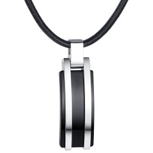 True Rebels Mens Male Authentic leather-based Necklace – Black – Dimension 50cm
