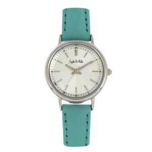 Sophie & Freda Womens Berlin Leather-Band Watch – Turquoise Stainless Steel – One Size