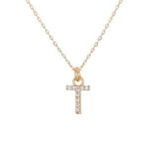 Argento Recycled Gold Letter Crystal Necklace – Letter T