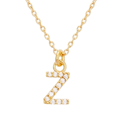 Argento Recycled Gold Letter Crystal Necklace - Letter Z