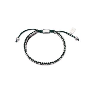 Over & Over Silver Metal + Inexperienced Pull Bracelet – 16cm