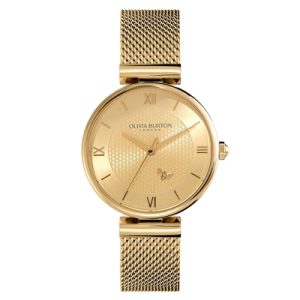 Olivia Burton Gold T-Bar Gentle Gold Dial Honeycomb and Bee Element Watch