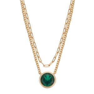 August Woods Gold Inexperienced Circle Layered Necklace – 40cm