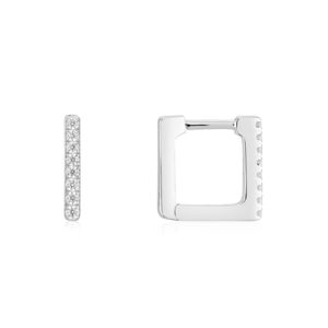 Argento Silver Oblong CZ Hoop Earrings – Silver