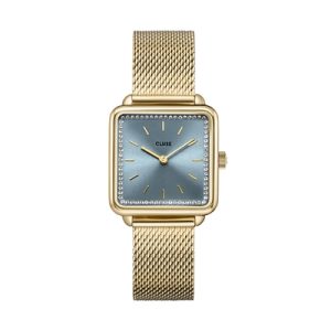 CLUSE Los angeles Tetragone Mild Blue Crystal Gold Watch – Gold