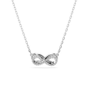 Swarovski Hyperbola Rhodium Plated White Pavé Infinity Necklace – Silver