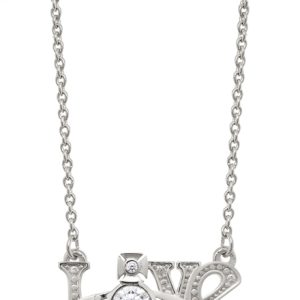 Vivienne Westwood Sterling Silver Crystal Erica Love Necklace – 44cm