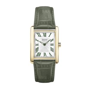 Accurist Ladies’s Rectangle Inexperienced Leather-based Watch – Gold