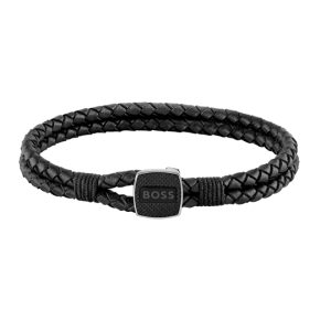 Boss Seal Black Leather-based Bracelet