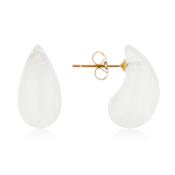 August Woods Gold Glass Stone Teardrop Stud Earrings - Gold