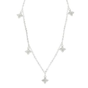 August Woods Silver Multi Crystal Clover Necklace