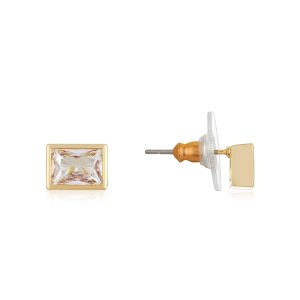 August Woods Gold Glimmer Transparent Crystal Stud Earrings – Gold