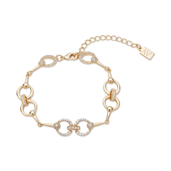 August Woods Gold Circle Crystal Hyperlink Bracelet - Gold