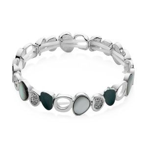 August Woods Silver and Gray Shell Adjustable Bangle – Silver