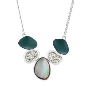 August Woods Silver and Gray Shell Crystal Necklace – Silver