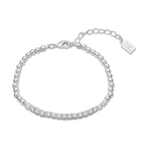 August Woods Silver Ball Crystal Tennis Bracelet – Silver