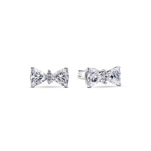 Pandora Silver White Crystal Bow Stud Earrings