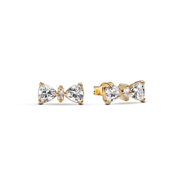 Pandora Gold Crystal Bow Stud Earrings
