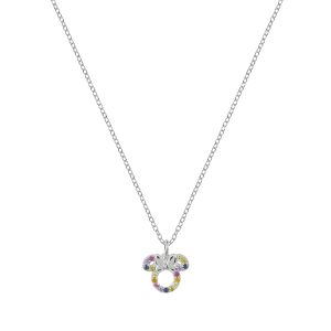 Disney Silver Rainbow Minnie Mouse Necklace – Silver