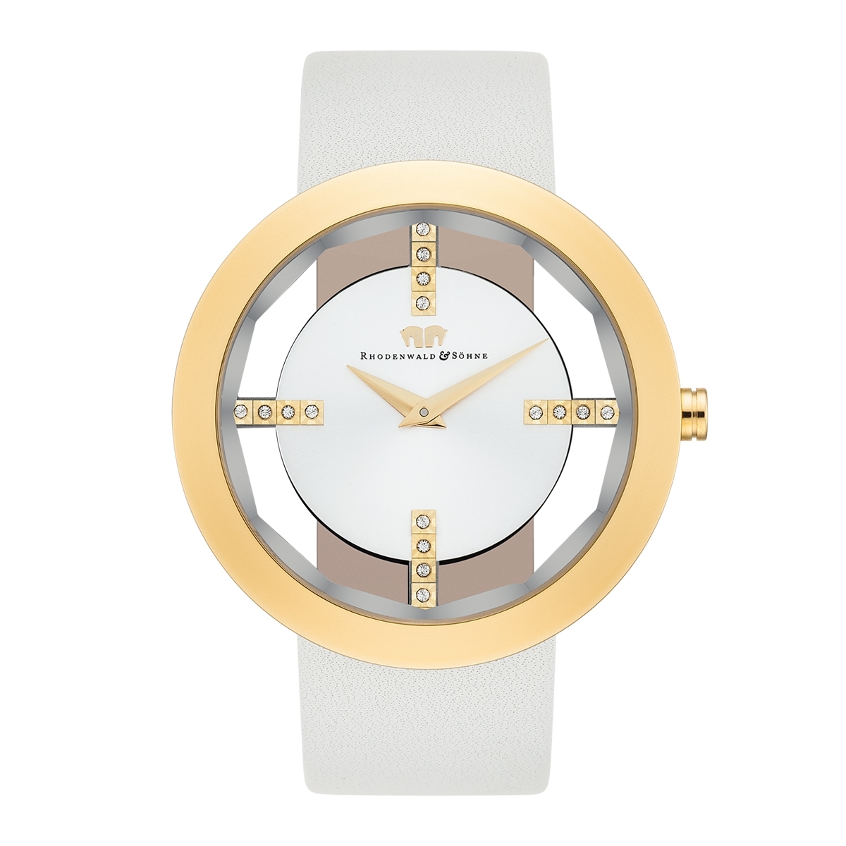 Rhodenwald & Söhne Womens Feminine Quartz Yellow Gold Authentic Leather-based Off-White Watch - Cream Stainless Metal (archived) - One Dimension