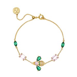 Amelia Scott Gold Beatrice Bee Inexperienced Purple Bracelet – Gold