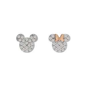 Disney Silver Rose Gold Minnie Pavé Studs – Rose Gold
