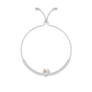 Disney Silver Rose Gold Minnie Tennis Slide Bracelet – Rose Gold