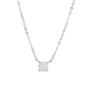 Argento Silver White Opal Crystal Necklace – Silver