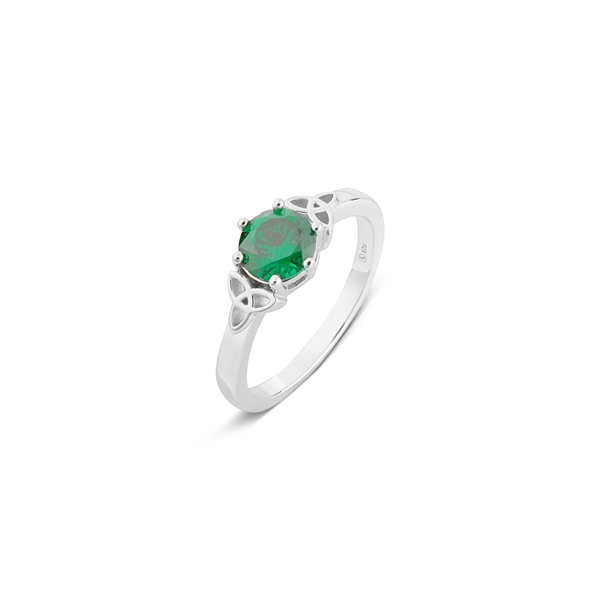Argento Silver Emerald Celtic Ring - 54