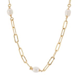 Argento Gold Multi Pearl Chain Necklace – Gold