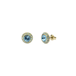 Ted Baker Gold Soletia Solitaire Sparkle Halo Aqua Studs – Gold