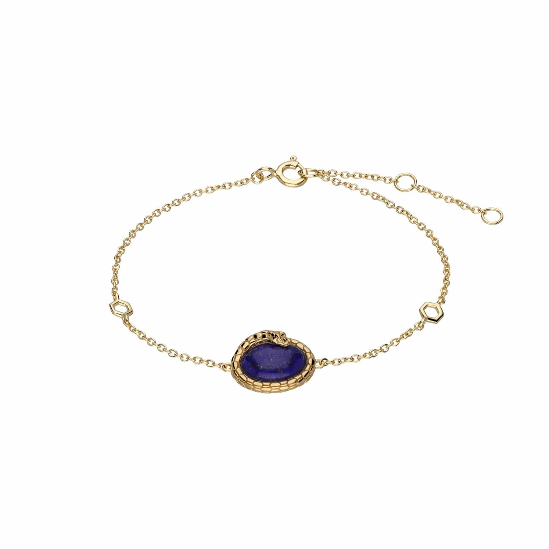 ECFEW™ Lapis Lazuli Winding Snake Bracelet Gold Plated Silver