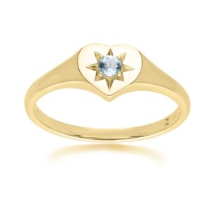 ECFEW™ ‘The Liberator’ Blue Topaz Center Ring in 9ct Yellow Gold