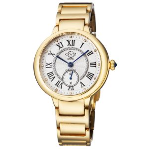 Gv2 Rome WoMens 12202B Swiss Quartz Diamond Yellow Gold Stainless Steel Watch – One Size
